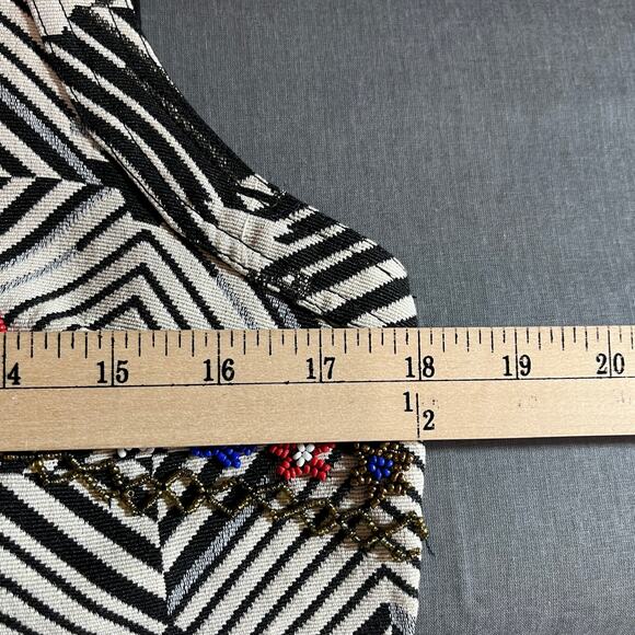 Free People‎ Mini Dress Womens Medium White Black Jacquard Beaded Shift NEW - Picture 10 of 10